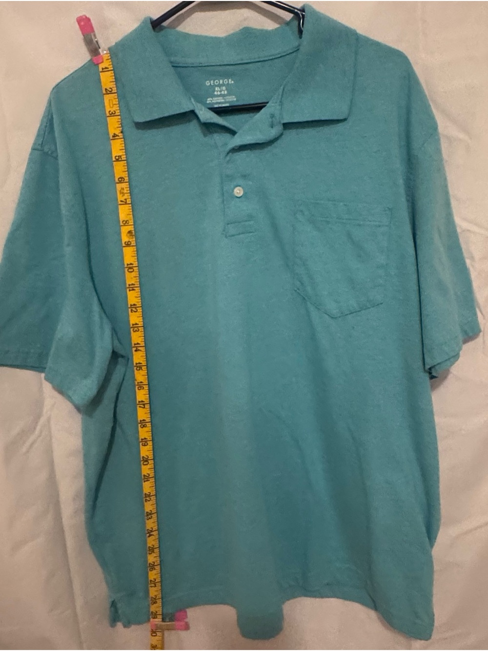 George Men's Teal Polo Shirt with Chest Pocket
